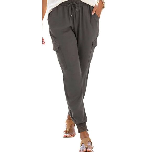 Lascana Cargo Jogger Pants Green Khaki Sz 16 - Picture 3 of 8